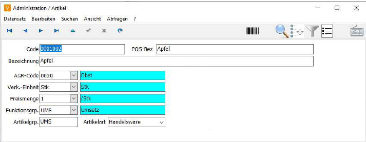 Artikel Anlage Maske