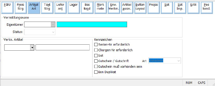 Artikelart Anlage Maske