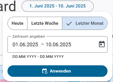 Zeitraum Auswahl Maske