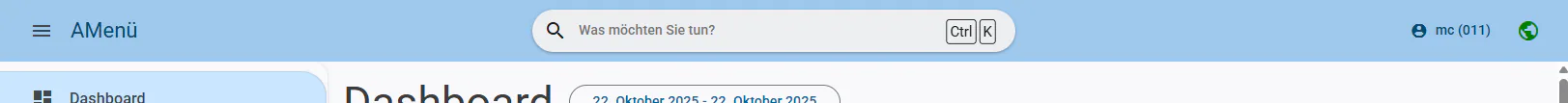 Titelleiste mit Suche und Menü