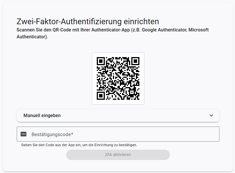2-Faktor Einrichtungsmaske