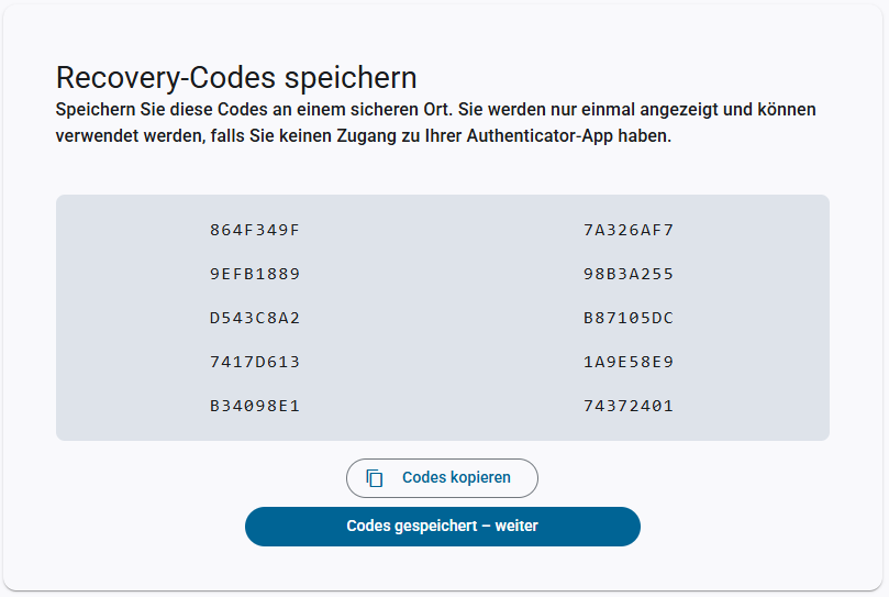 2-Faktor Recovery Codes