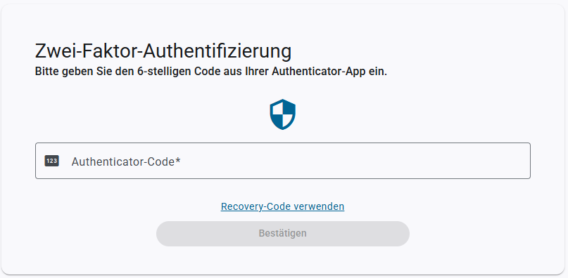 2-Faktor Login Bestätigungscode