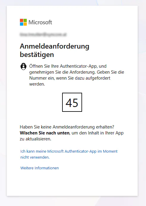 SSO Anmeldeanforderung Bestätigung