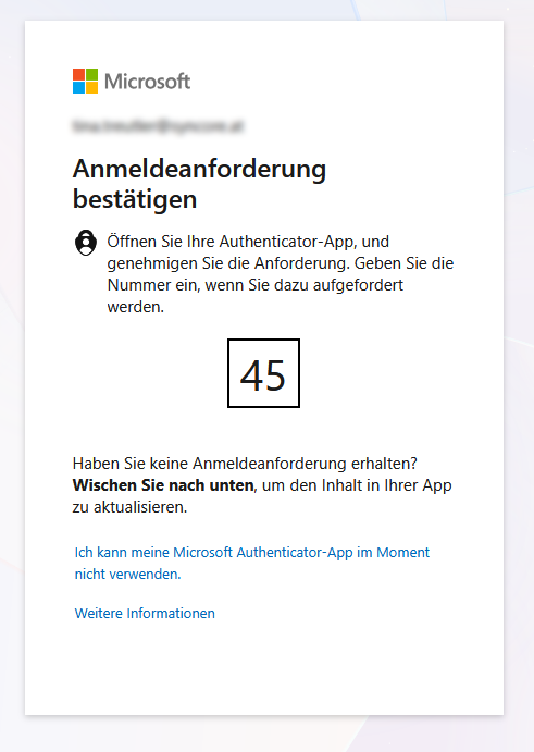 SSO Anmeldeanforderung Bestätigung