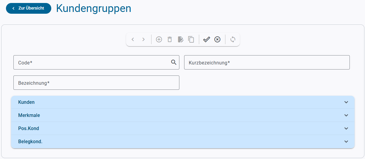 Artikelgruppen Anlage Maske