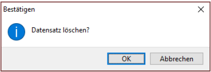 Datensatz löschen Meldung