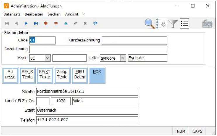 Abteilungen Anlage Maske