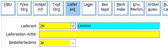 Lieferanten Anlage Maske