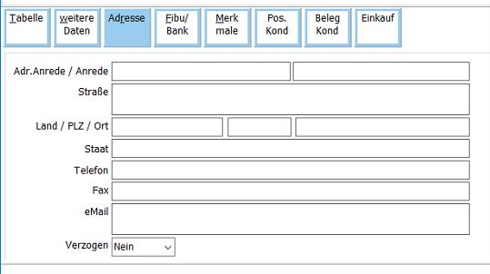 Kunden Adresse Maske