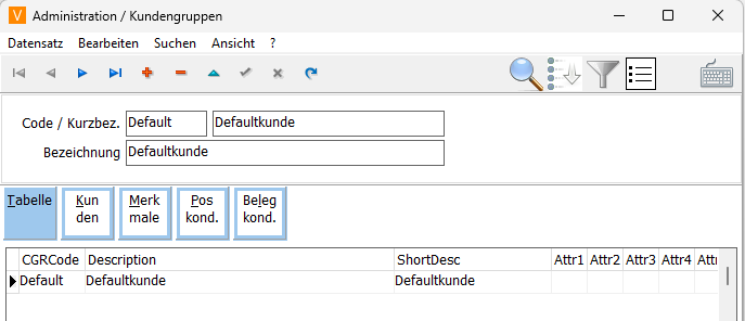 Kundengruppen Anlage Maske