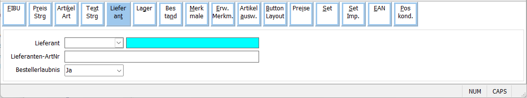 Artikel Lieferanten Maske