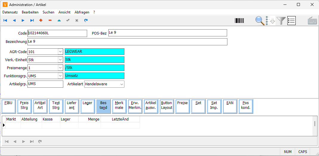 Artikel Bestand Maske