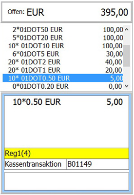 Dotationsstückelung im Infofenster