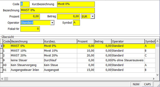 Steuern Anlage Maske