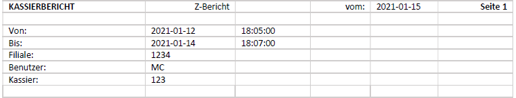 Darstellung von Kassierfinanzbericht mit Erklärungen