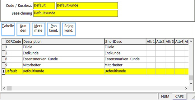 Kundengruppen Anlage Maske
