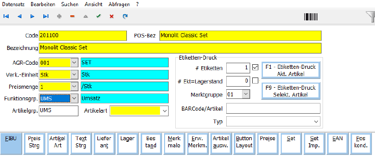 Artikel Anlage Maske