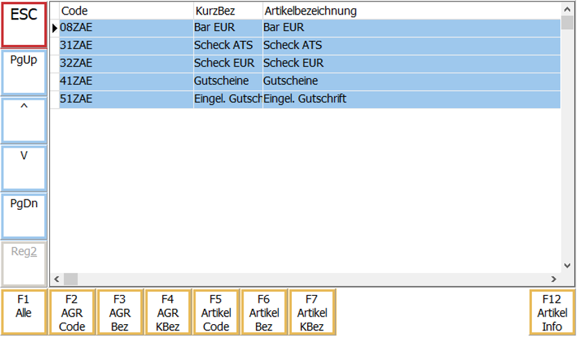 Geldzählungsartenliste Maske