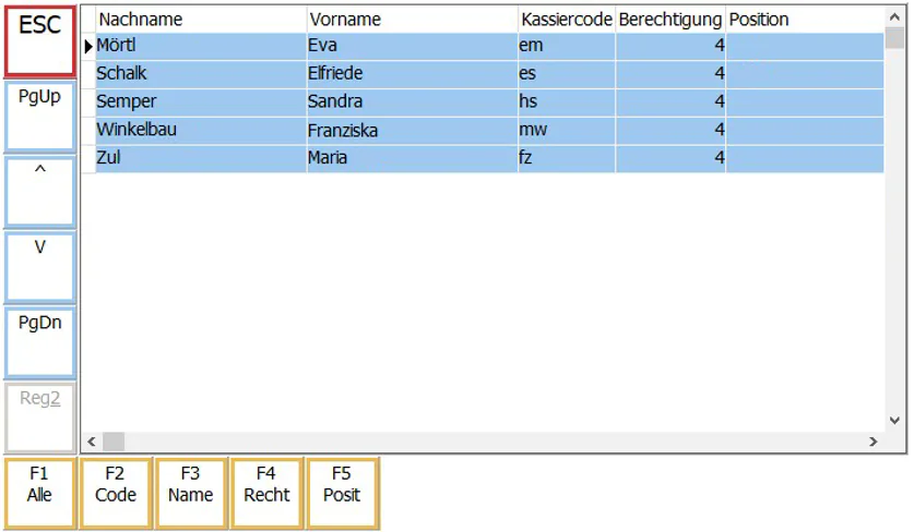 Kassierliste Maske