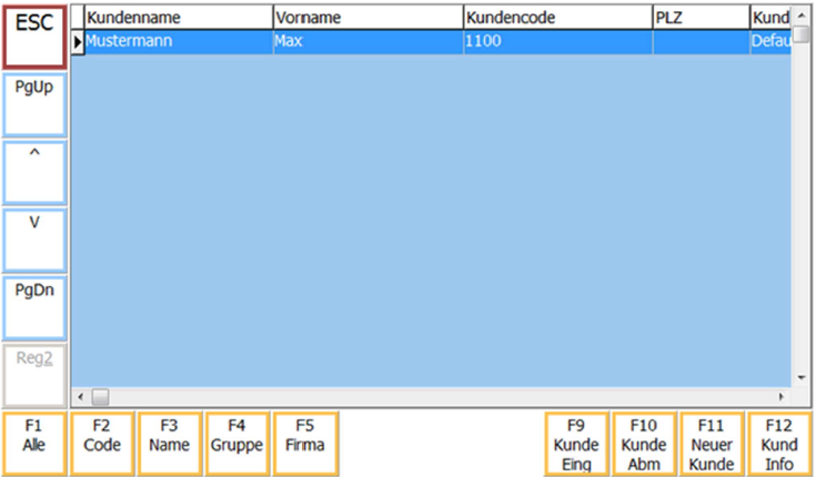 Kundenmaske mit ausgewähltem Kunden