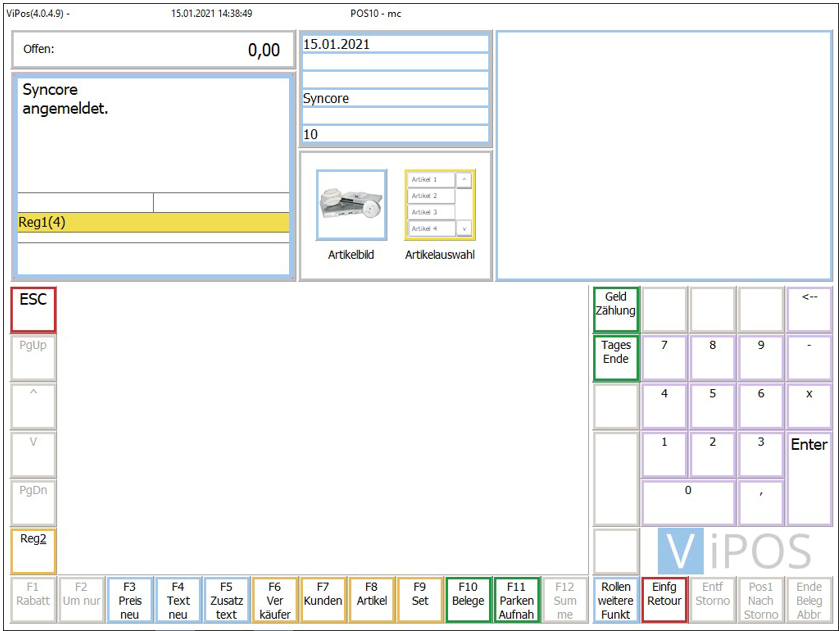 Hauptmaske mit Meldung von angemeldetem Verkäufer
