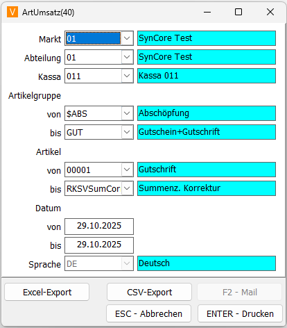 Bericht Auswahl Maske