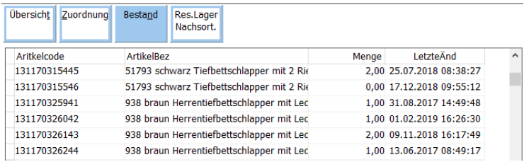 Bestand Button mit Lagermengen
