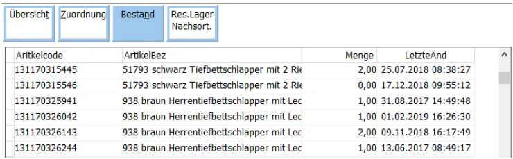 Bestand Button mit Lagermengen