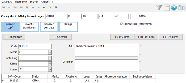 Inventurkopf Anlage Maske