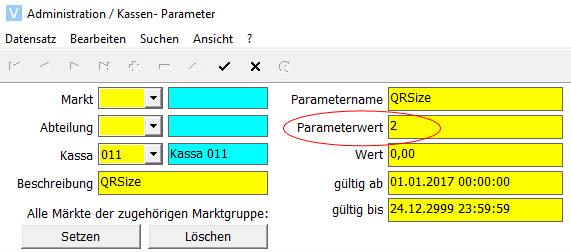 Parameterwert Eintrag