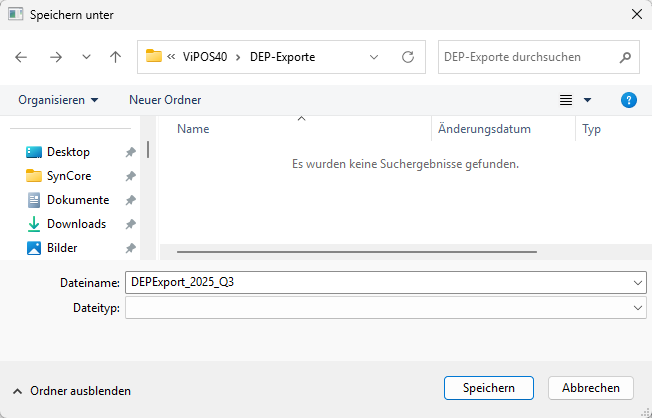 Speichern unter Dialog