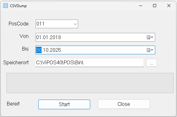 CSV Dump von bis Auswahl Maske