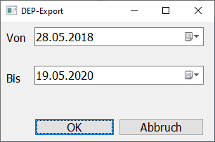 DEP Export von bis Auswahl Maske
