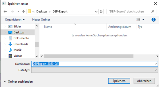 Speichern unter Dialog